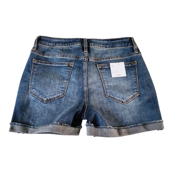 Vigoss Classic Blue Denim Shorts Women's 27 Mid-Rise, Distressed, Summer Casual - Picture 4 of 11